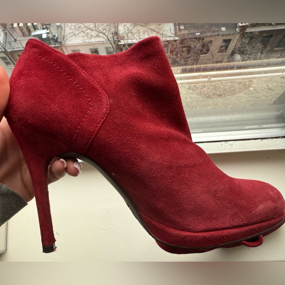 Stuart Weitzman Red Suede Ankle Boots